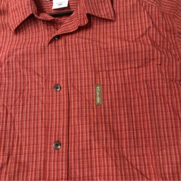 Columbia Men’s Red Orange Stripe Short Sleeve Button Down Casual Shirt Size XXL - Picture 3 of 6